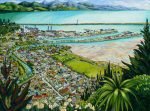 A3 Print #2687 View Toward The Port From Centre Of New Zealand