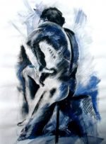A4 Print #Life Drawing Male In Blues